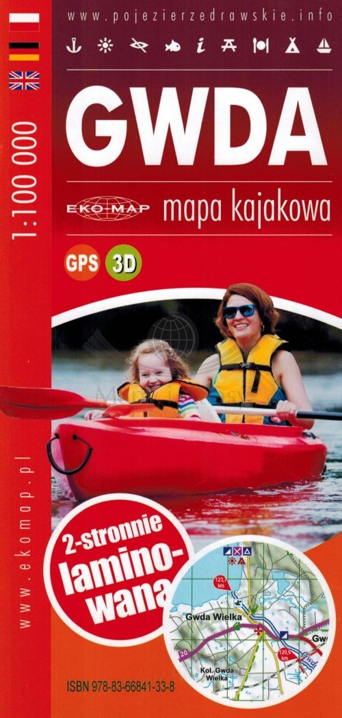Gwda 1:100 000. Laminowana mapa kajakowa. EKO-MAP