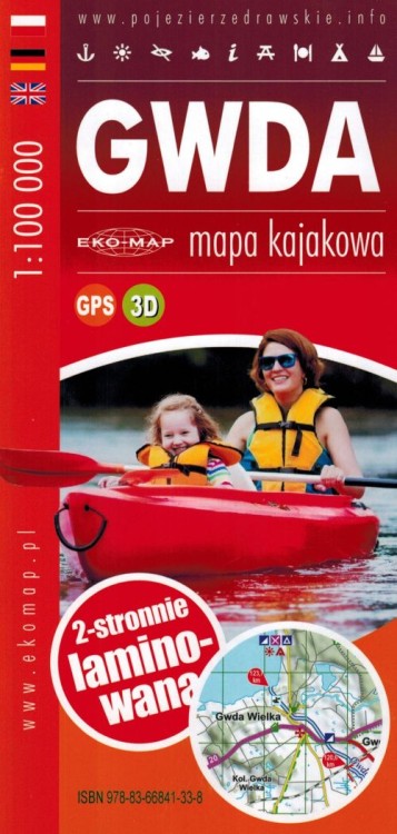 Gwda 1:100 000. Laminowana mapa kajakowa wydawnictwa EKO-MAP. Okładka