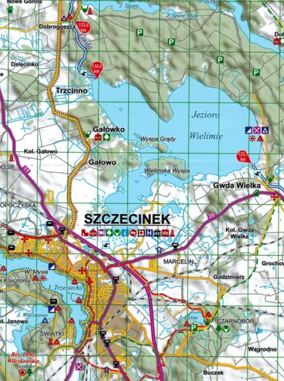Gwda 1:100 000. Laminowana mapa kajakowa wydawnictwa EKO-MAP. Fragment 1