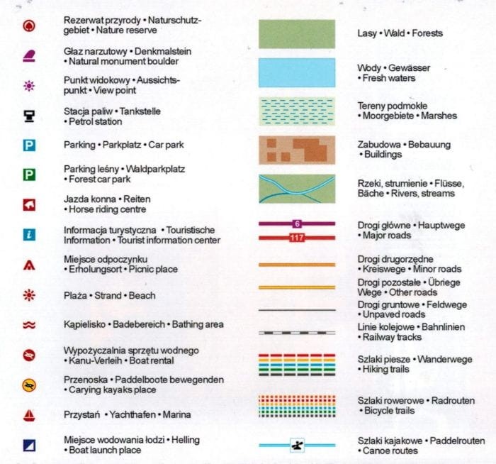 Gwda 1:100 000. Laminowana mapa kajakowa wydawnictwa EKO-MAP. Legenda 2