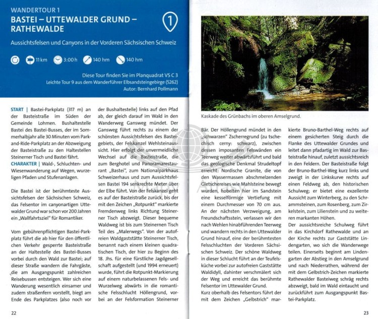 Góry Połabskie / Elbsandsteingebirge. Wodoodporna mapa turystyczna 761 wydawnictwa Kompass. Miniprzewodnik - przykładowe strony