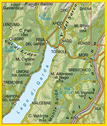 Riva del Garda. Mapa turystyczna 061 wydawnictwa Tabacco. Zasięg