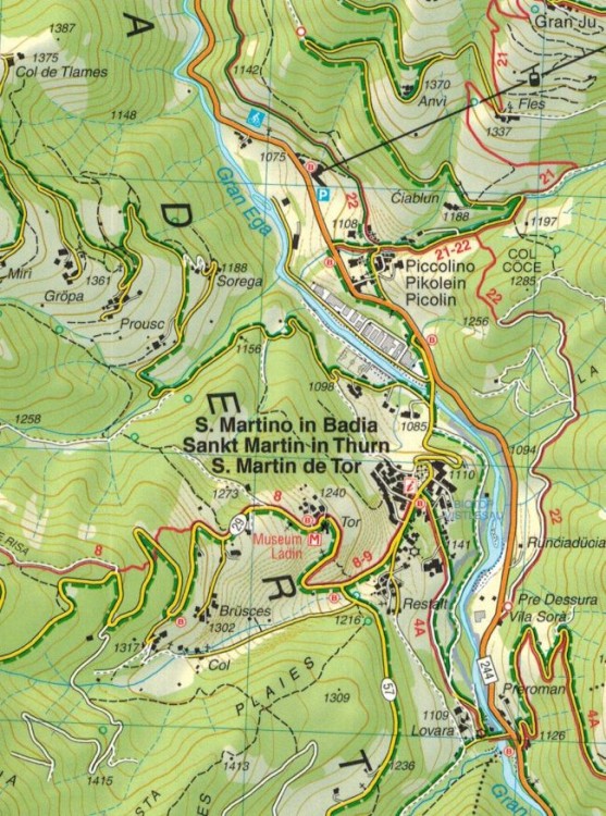 Alta Badia, Arabba - Marmolada. Wodoodporna mapa turystyczna 07 wydawnictwa Tabacco. Fragment 3