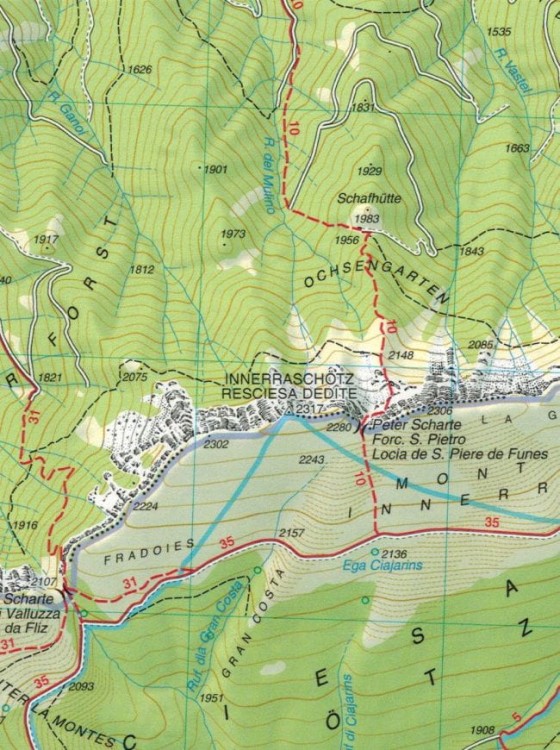 Val Gardena, Alpe di Siusi, Seiseralm 1:25 000. Wodoodporna mapa turystyczna 05 wydawnictwa Tabacco. Fragment 4