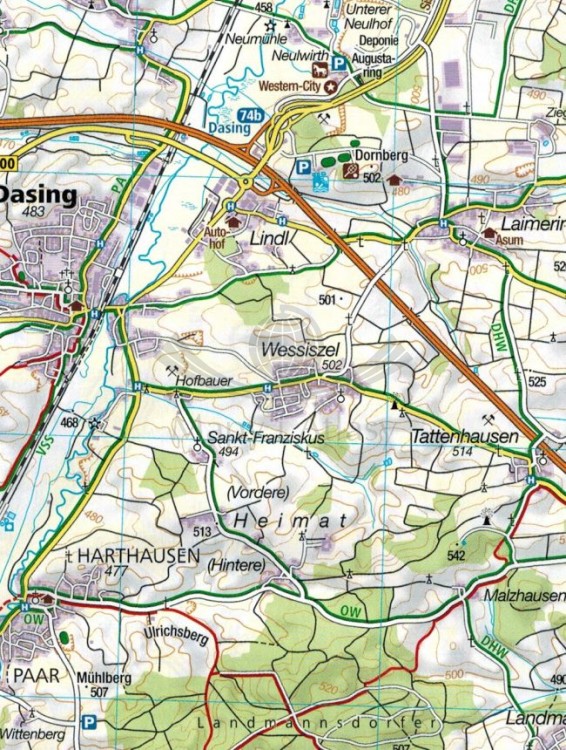 Monachium i okolice. Zestaw dwóch map turystycznych 184 wydawnictwa Kompass. Mapa 1 - fragment 1