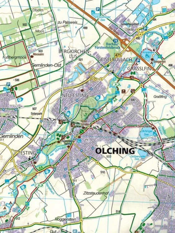 Monachium i okolice. Zestaw dwóch map turystycznych 184 wydawnictwa Kompass. Mapa 1 - fragment 2