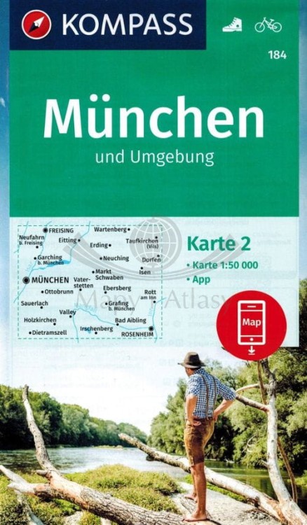 Monachium i okolice. Zestaw dwóch map turystycznych 184 wydawnictwa Kompass. Mapa 2 - okładka