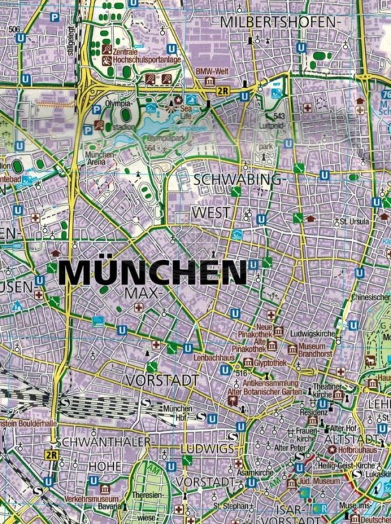 Monachium i okolice. Zestaw dwóch map turystycznych 184 wydawnictwa Kompass. Mapa 2 - fragment 1