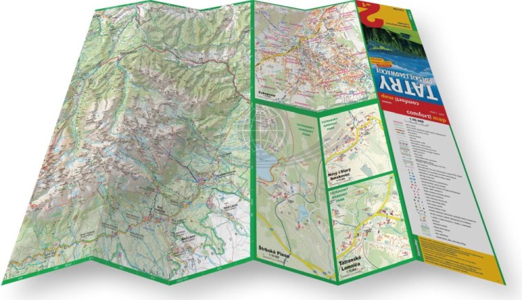 Tatry polskie i słowackie 2 w 1. Przewodnik i laminowana mapa wydawnictwa ExpressMap. Rozłożona mapa