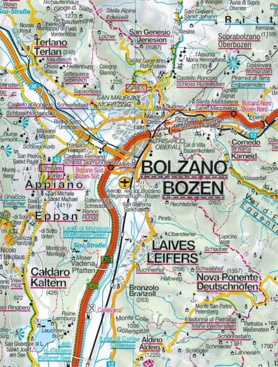 Dolomity 1:150 000. Mapa samochodowo-turystyczna 364 wydawnictwa Kompass. Fragment 1