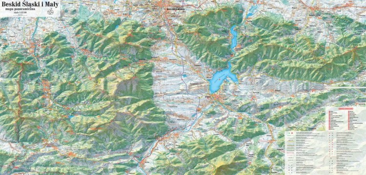 Beskid Śląski i Mały 1:52 500. Laminowana mapa panoramiczna wydawnictwa ExpressMap. Pierwsza strona