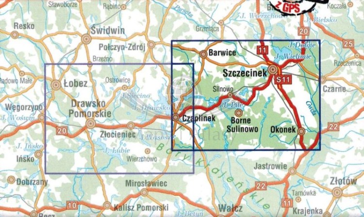 Pojezierze Drawskie, część wschodnia 1:50 000. Mapa turystyczna wydawnictwa Galileos. Zasięg