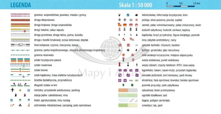 Pojezierze Drawskie, część wschodnia 1:50 000. Mapa turystyczna wydawnictwa Galileos. Legenda