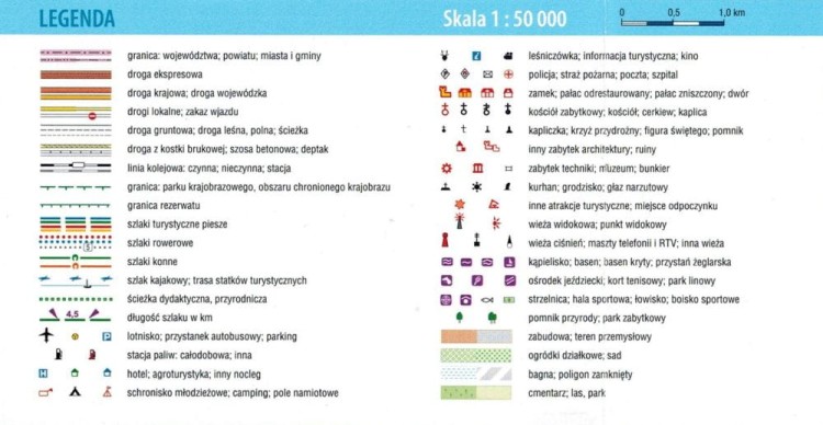 Pojezierze Drawskie. Część wschodnia i zachodnia. Zestaw 2 map / Mapa turystyczna wydawnictwa Galileos. Mapa 2 - legenda