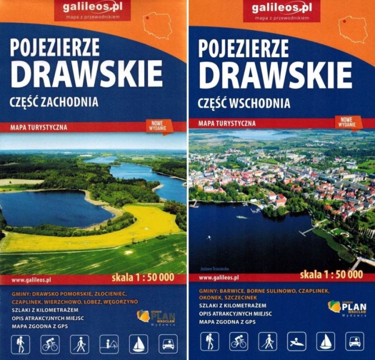 Pojezierze Drawskie. Część wschodnia i zachodnia. Zestaw 2 map / Mapa turystyczna wydawnictwa Galileos. Okładki zestawu