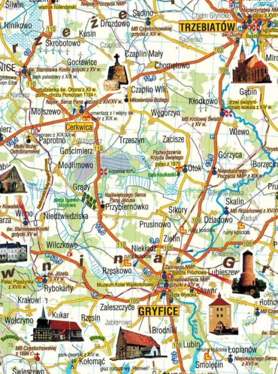 Wybrzeże Bałtyku 1:190 000. Mapa samochodowo-turystyczna wydawnictwa Galileos. Fragment 2