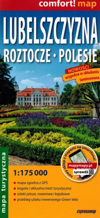 Lubelszczyzna, Roztocze, Polesie. Laminowana mapa samochodowo-turystyczna wydawnictwa ExpressMap. Okładka