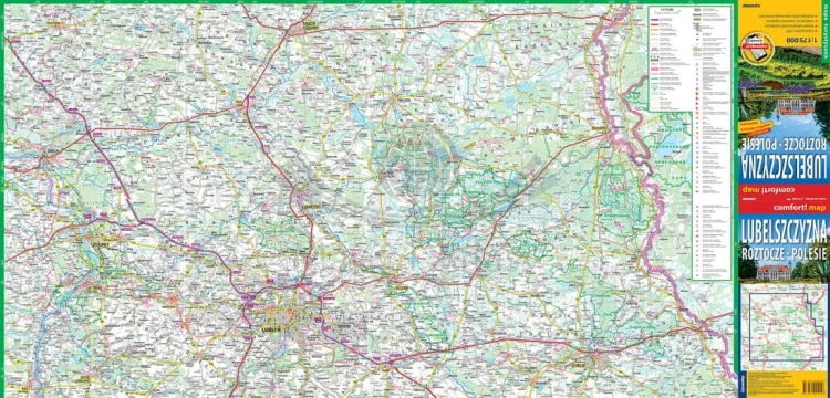 Lubelszczyzna, Roztocze, Polesie. Laminowana mapa samochodowo-turystyczna wydawnictwa ExpressMap. Pierwsza strona