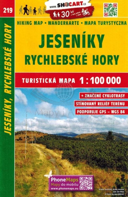 Jeseniky / Jesioniki, Góry Rychlebskie i Złote, Masyw Śnieżnika. Mapa turystyczna 219 wydawnictwa Shocart. Okładka
