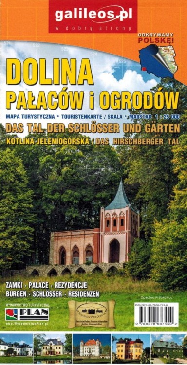 Dolina Pałaców i Ogrodów. Kotlina Jeleniogórska. Mapa turystyczna wydawnictwa Galileos. Okładka
