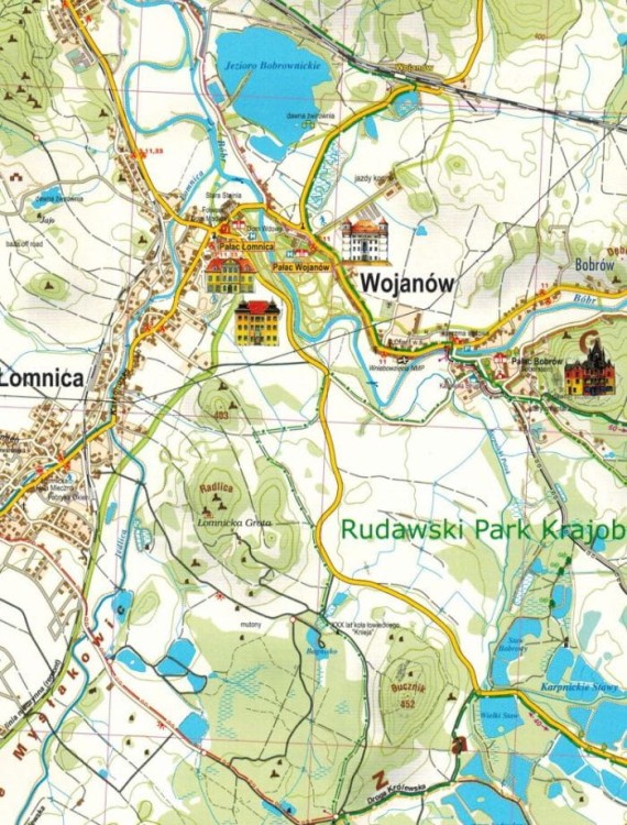 Dolina Pałaców i Ogrodów. Kotlina Jeleniogórska. Mapa turystyczna wydawnictwa Galileos. Fragment 1