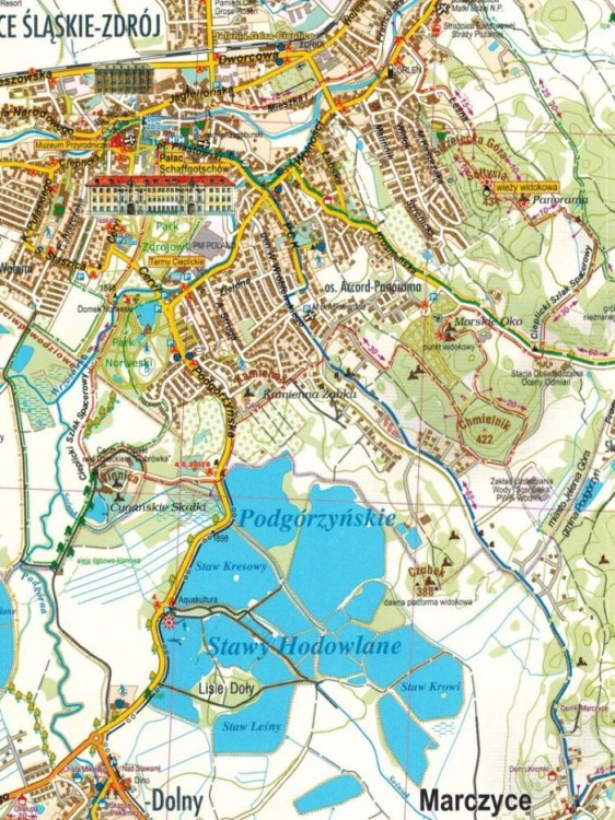 Dolina Pałaców i Ogrodów. Kotlina Jeleniogórska. Mapa turystyczna wydawnictwa Galileos. Fragment 2