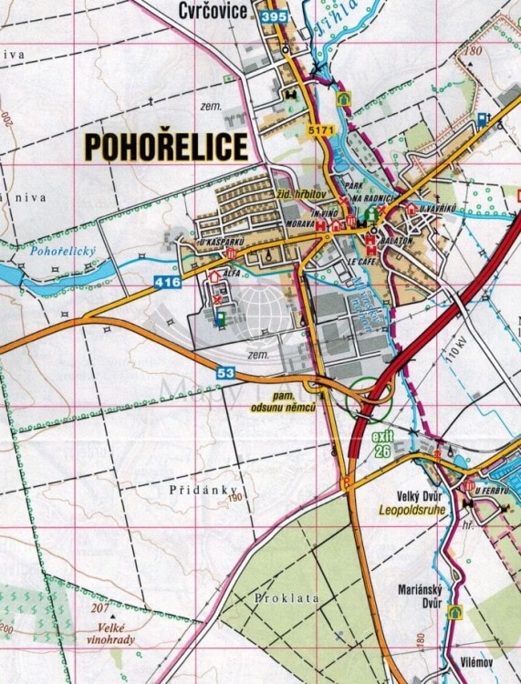 Brzecław, Palawa / Breclavsko, Palava. Mapa turystyczna 464 wydawnictwa Shocart. Fragment 1