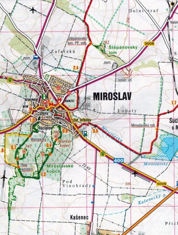 Brzecław, Palawa / Breclavsko, Palava. Mapa turystyczna 464 wydawnictwa Shocart. Fragment 2