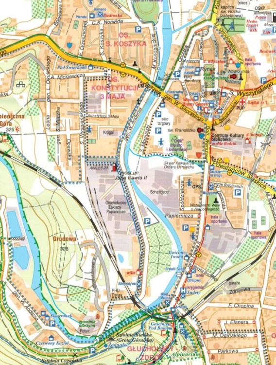 Góry Opawskie, Zlatohorska Vrchovina. Wodoodporna mapa turystyczna wydawnictwa Galileos. Plan miasta - fragment