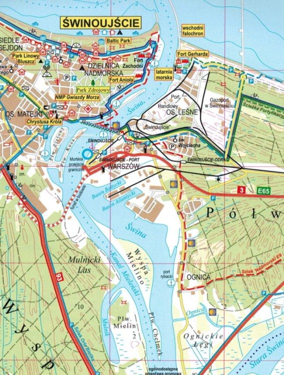 Wybrzeże Bałtyku. Wolin - Świnoujście - Dziwnów - Niechorze. Mapa turystyczna wydawnictwa Eko-Graf. Fragment 1