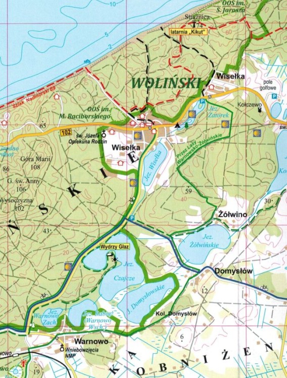 Wybrzeże Bałtyku. Wolin - Świnoujście - Dziwnów - Niechorze. Mapa turystyczna wydawnictwa Eko-Graf. Fragment 2