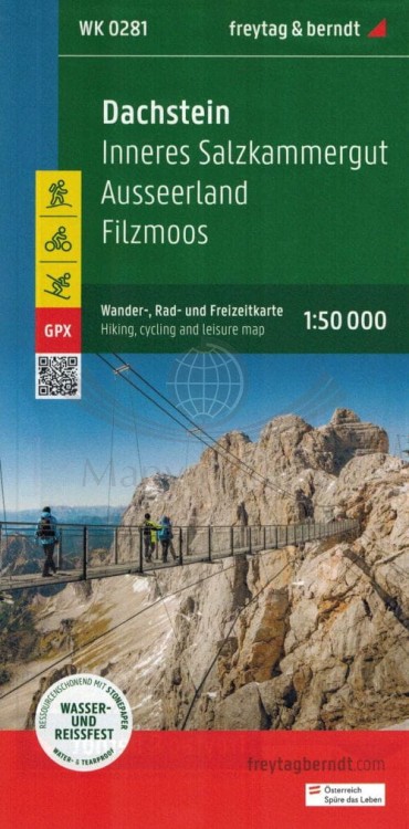 Dachstein, Inneres Salzkammergut, Ausseerland, Filzmoos. Mapa turystyczna WK 0281 wydawnictwa Freytag & Berndt. Okładka