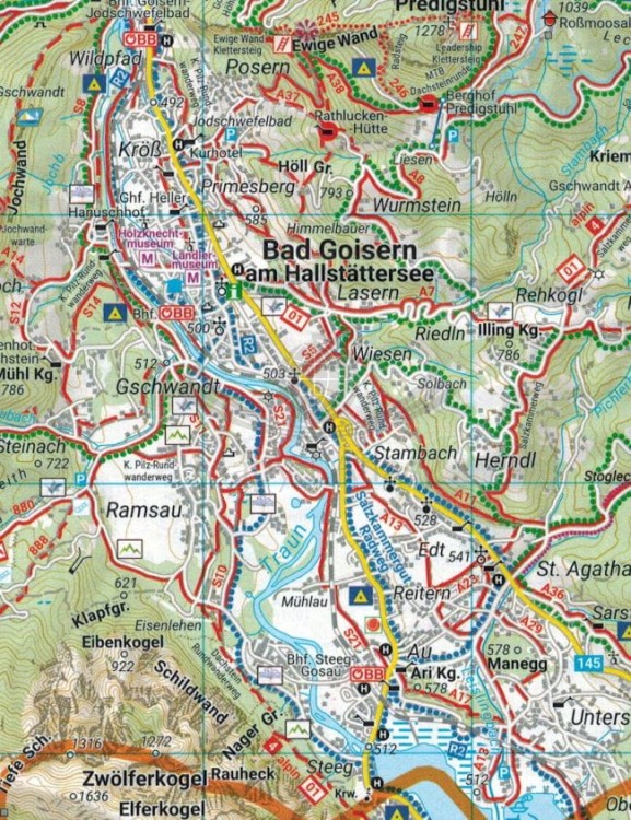 Dachstein, Inneres Salzkammergut, Ausseerland, Filzmoos. Mapa turystyczna WK 0281 wydawnictwa Freytag & Berndt. Fragment 2
