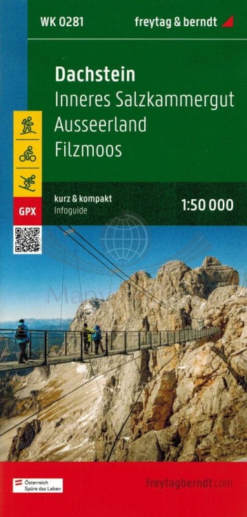 Dachstein, Inneres Salzkammergut, Ausseerland, Filzmoos. Mapa turystyczna WK 0281 wydawnictwa Freytag & Berndt. Mini przewodnik - okładka