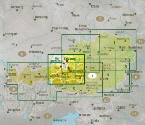 Salzburg 1:200 000. Mapa samochodowo-turystyczna /6/ wydawnictwa Freytag & Berndt. Zasięg