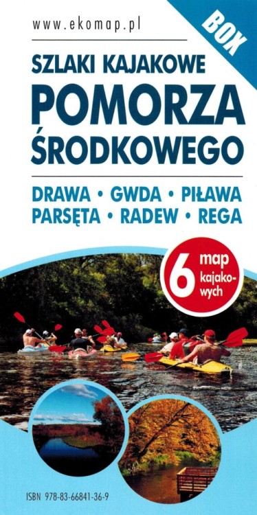 Pomorze Środkowe. Zestaw: 6 x map kajakowych wydawnictwa EKO-MAP. Okładka zestawu