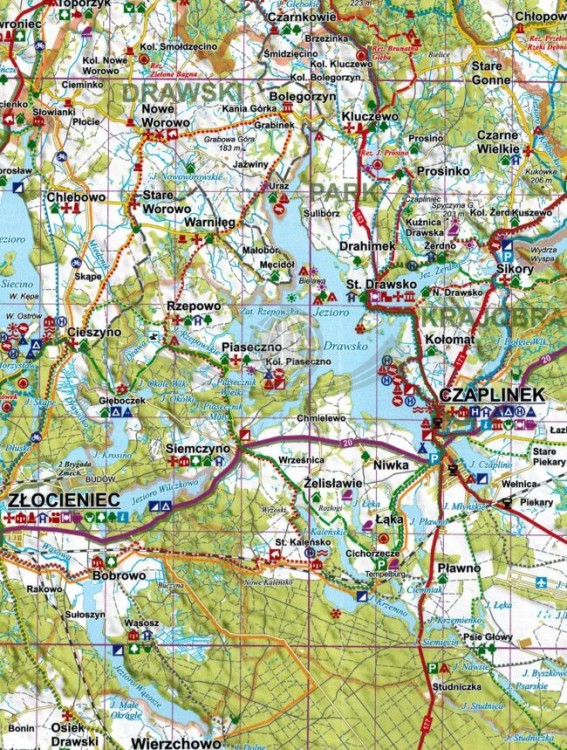 Powiat drawski dla aktywnych. Przewodnik + mapa turystyczna wydawnictwa EKO-MAP. Mapa - fragment