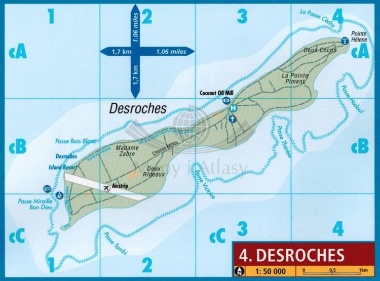 Seszele 1:50 000. Laminowana mapa turystyczna. Fragment 2