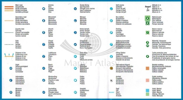 Seszele 1:50 000. Laminowana mapa turystyczna. Legenda