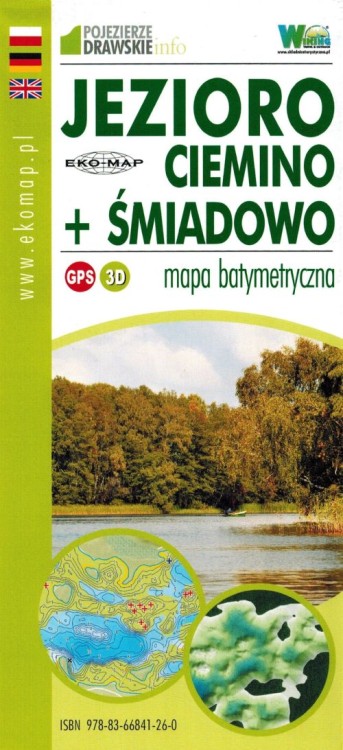 Jezioro Ciemino + Śmiadowo. Mapa batymetryczna wydawnictwa EKO-MAP. Okładka