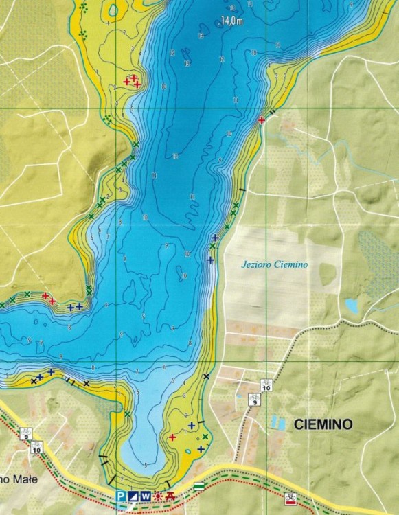 Jezioro Ciemino + Śmiadowo. Mapa batymetryczna wydawnictwa EKO-MAP. Fragment