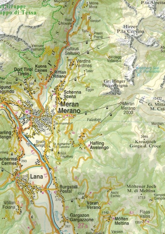 Dolomity 1:150 000. Mapa turystyczna wydawnictwa Tabacco. Fragment 2