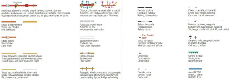 Dolomity 1:150 000. Mapa turystyczna wydawnictwa Tabacco. Legenda