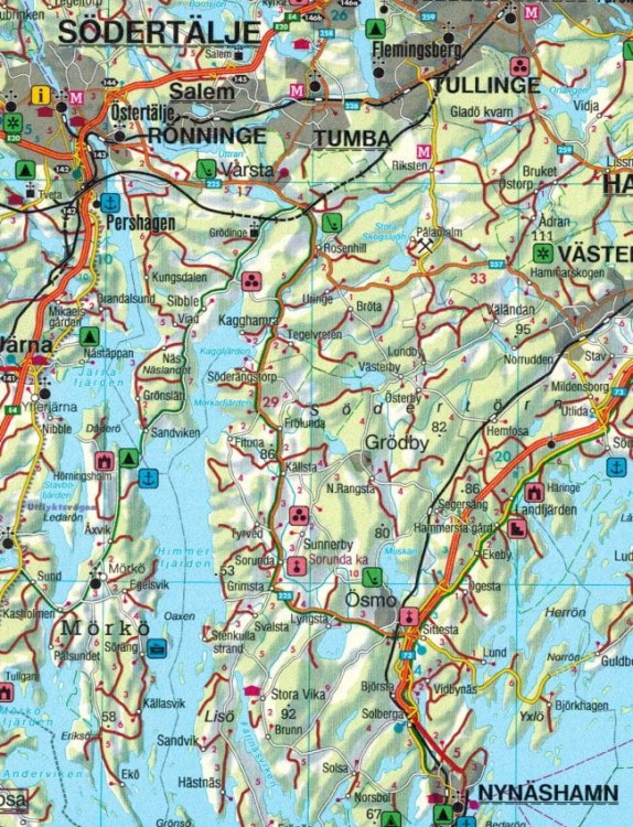 Szwecja południowo-wschodnia. Sztokholm, Upssala, Linköping. Mapa samochodowo-turystyczna /3/ wydawnictwa Freytag & Berndt. Fragment 2