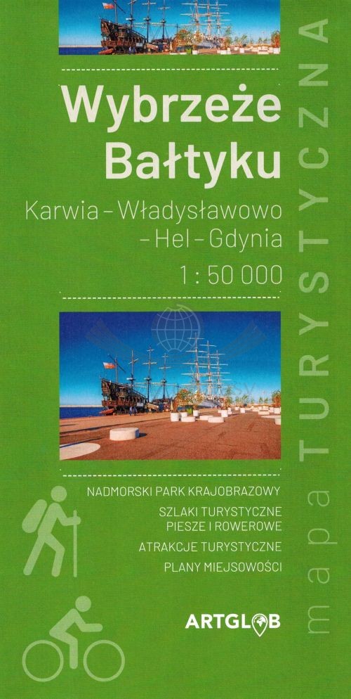 Wybrzeże Bałtyku. Karwia - Władysławowo - Hel - Gdynia. Mapa turystyczna. ArtGlob