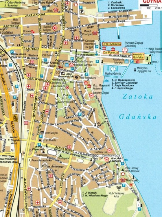 Wybrzeże Bałtyku. Karwia - Władysławowo - Hel - Gdynia. Mapa turystyczna wydawnictwa Eko-Graf. Plan miasta - fragment