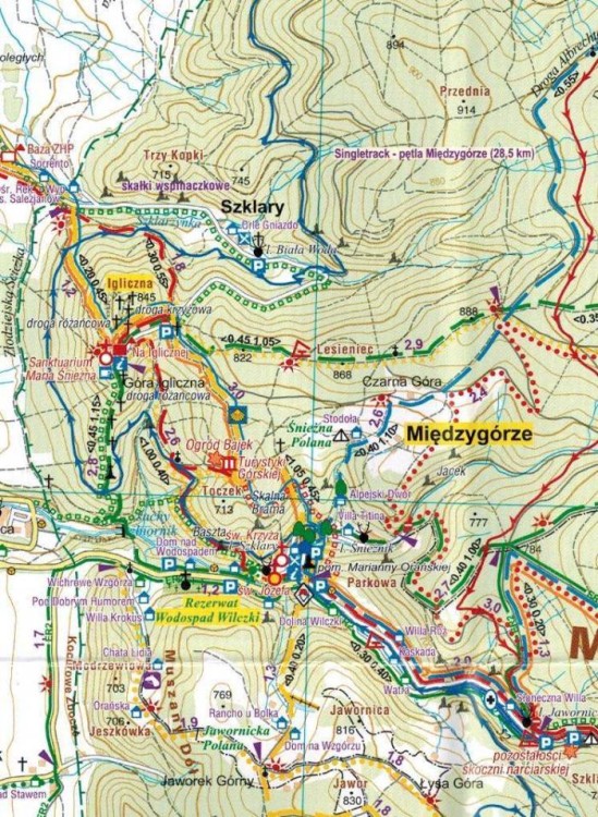 Masyw Śnieżnika, Góry Bialskie, Złote, Krowiarki. Mapa turystyczna wydawnictwa Galileos. Fragment 2