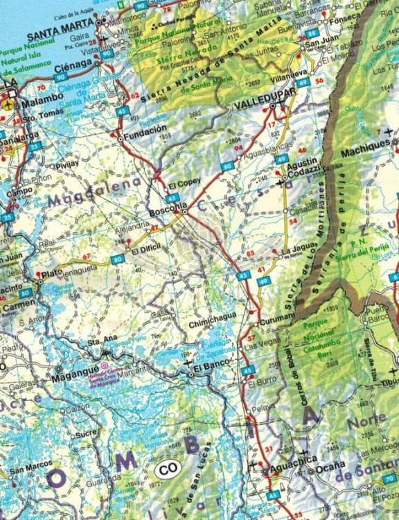 Karaiby 1:2 500 000. Mapa samochodowo-turystyczna wydawnictwa Freytag & Berndt. Fragment 1