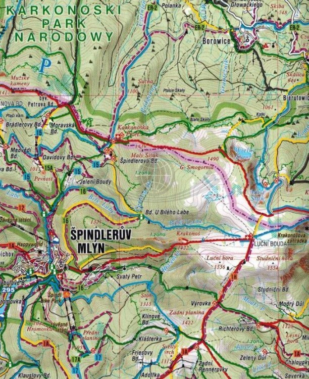 Karkonosze, Podkarkonosze / Podkrkonosi, Nachodsko. Mapa turystyczna 204 wydawnictwa Shocart. Fragment 2