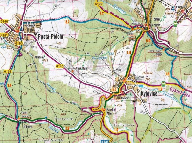 Ostrawa i okolice / Ostravsko. Mapa turystyczna 467 wydawnictwa Shocart. Fragment 2